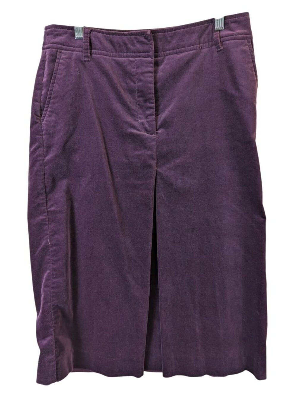 Talbots Women Size 10 Velvet Skirt Wine Burgundy Front Slit Holiday Party Office